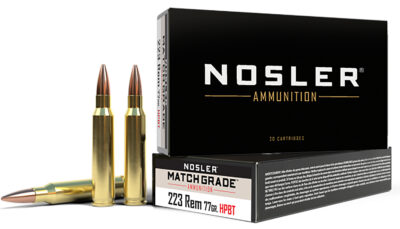 Nosler 60011 Match Grade  223Rem 77gr Custom Competition Hollow Point Boat Tail 20 Per Box/20 Case