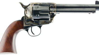 Taylors & Company 550857 1873 Gunfighter 357 Mag Caliber with 5.50" Blued Finish Barrel, 6rd Capacity Blued Finish Cylinder, Color Case Hardened Finish Steel Frame & Walnut Army Size Grip