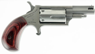 North American Arms 22MCP Mini-Revolver  22 LR/22 WMR 5 Shot 1.63" Stainless Steel Ported Barrel & Frame, Stainless Cylinder, Rosewood Birdshead Grip, Exposed Hammer, Includes 22 LR Cylinder