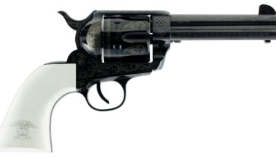 Traditions SAT73122LIB 1873 Liberty 45 Colt (LC) 6rd 4.75" Blued Engraved Steel White PVC Grip