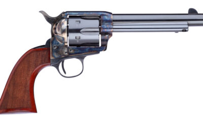 Taylors & Company 555138 1873 Cattleman Gunfighter 357 Mag Caliber with 5.50" Blued Finish Barrel, 6rd Capacity Blued Finish Cylinder, Color Case Hardened Finish Steel Frame & Walnut Army Size Grip
