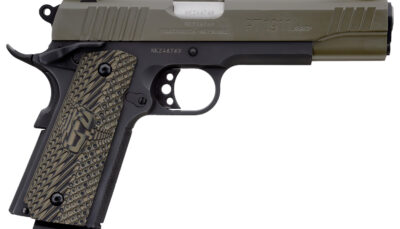 Taurus 1191101MGVZ 1911  45 ACP 8+1 5" Barrel, Matte Black Finish Beavertail Frame, Serrated Mil-Spec Green Cerakote Slide & Brown VZ Operator II Grip