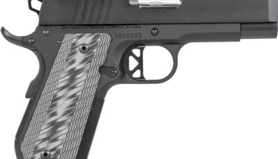 Dan Wesson 01883 ECP  Compact Frame 45 ACP 8+1 4" Stainless Bull Barrel Black Duty Serrated Stainless Steel Slide Black Aluminum Frame wBeavertail Black/Gray G10 Grip