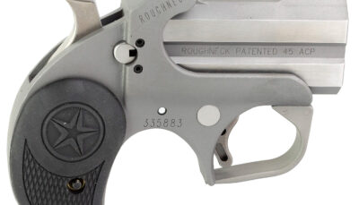 Bond Arms BARN Roughneck  45 ACP 2 Shot 2.50" Rough Matte Stainless Steel Barrel & Frame, Black Rubber Grips