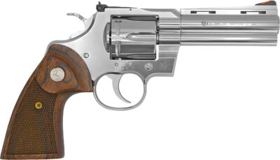 Colt Mfg PYTHONSP4WTS Python  38 Special/357 Mag 6 Shot 4.25" Stainless Vent Recessed Target/Vent Rib Barrel, Cylinder & Frame, Walnut w/Colt Medallion Grip
