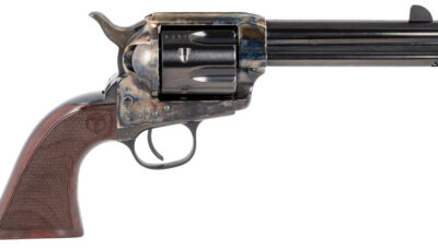 Taylors & Company 550812 Smoke Wagon  45 Colt (LC) Caliber with 4.75" Blued Finish Barrel, 6rd Capacity Blued Finish Cylinder, Color Case Hardened Finish Steel Frame & Checkered Walnut Grip