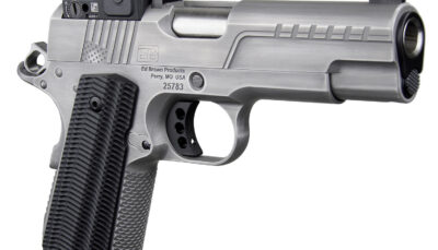 Ed Brown FX2SS FX2  45 ACP 7+1 4.25" Recessed Crown Barrel, Stainless Steel Engraved American Flag/Serrated Slide, Stainless Steel Frame, Trijicon RMRcc 3.25 MOA Sight