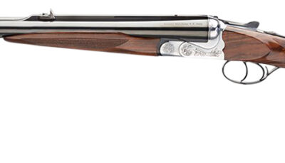 Rizzini USA 7001470 Rhino Express  470 Nitro Express 2rd 23" Gloss Blued 23" Chrome-Lined Barrel Coin Anodized Silver Engraved Steel Oiled Turkish Walnut Ambidextrous Hand