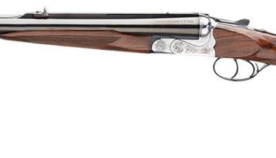 Rizzini USA 7001500 Rhino Express  500 Nitro Express 2rd 26" Gloss Blued 26" Chrome-Lined Barrel Coin Anodized Silver Engraved Steel Oiled Turkish Walnut Ambidextrous Hand