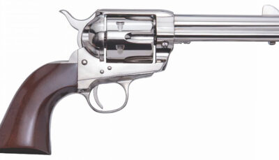 Cimarron PPP45N Pistolero  45 Colt (LC) 6 Shot, 4.75" Nickel-Plated Steel Barrel, Cylinder & Frame, Wide Front Sight, Smooth Walnut Grip