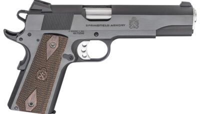 Springfield Armory PX9420 1911 Garrison 45 ACP 7+1, 5" Stainless Match Grade Steel Barrel, Salt Blued Serrated Carbon Steel Slide, Blued Steel Frame w/Beavertail, Thin-Line Wood Grip