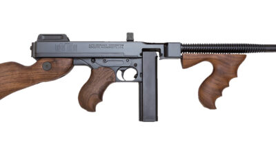 Thompson T114 1927A-1 Deluxe 45 ACP Caliber with 16.50" Barrel, 20+1 Capacity (Stick), Blued Metal Finish, American Walnut Stock Wood Grip Fixed Compensator Right Hand