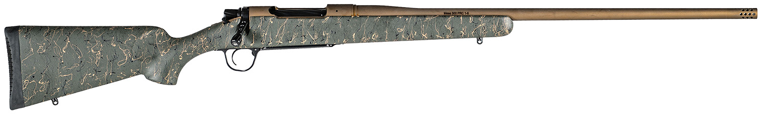Christensen Arms 8010200600 Mesa Long Range 6.5 Creedmoor 4+1 26" Threaded Barrel, Burnt Bronze Cerakote, Green with Black/Tan Webbing Stock