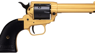 Heritage Mfg RR22S4 Rough Rider  22 LR 6 Shot 4.75" Gold Cerakote Steel Barrel & Frame, Black Satin Cylinder, Black Polymer Grips Features Black Accents