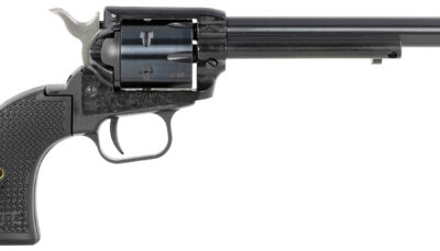 Heritage Mfg RR22MB6PG Rough Rider  22 LR/22 WMR 6 Shot, 6.50" Black Steel Barrel, Black Cerakote Zinc Alloy Frame, Black Cerakote Cylinder, Black Polymer Grip, Hammer/Thumb Safety, Exposed Hammer