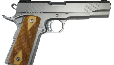 Rock Island 56865 Rock Standard FS Full Size 10mm Auto 8+1 5" Stainless Steel Barrel & Serrated Slide, Matte Stainless Steel Frame w/Beavertail, Wood Double Checkered Grip