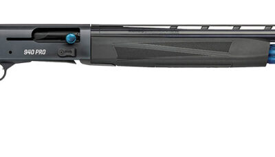 Mossberg 85159 940 Super Bantam Full Size 12 Gauge Semi-Auto 3" 4+1 26" Matte Blued Vent Rib Barrel, Tungsten Gray w/Blue Accents Stainless Steel Receiver, Adjustable Black Synthetic Stock, Right Hand