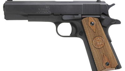 Iver Johnson Arms 1911A1938 1911 A1  38 Super 9+1 5" Black Steel Barrel, Matte Blued Serrated Steel Slide & Frame w/Beavertail, Double Diamond Checkered Walnut Grip