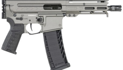 CMMG 94A6867TNG Dissent MK4 9mm Luger 33+1 6.50", Tungsten Gray Rec, Picatinny Brace Adapter, 5.50" M-LOK Handguard, Left Side Charging Handle, Zeroed Linear Comp, Zeroed Drop-In Single Stage Trigger