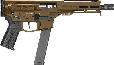 CMMG 99A68A2MB Dissent MKGS 9mm Luger 33+1 6.50", Midnight Bronze Rec, Picatinny Brace Adapter, 5.50" M-LOK Handguard, Left Side Charging Handle, Zeroed Linear Comp, TriggerTech Trigger