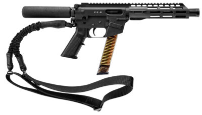 FREEDOM ORDNANCE FX9P8T FX-9  9mm Luger 32+1 8", Black, M-LOK Handguard, Padded Buffer Tube, A2 Grip, 3" Faux Suppressor, Includes Sling