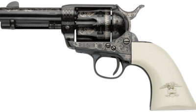 Pietta GW9LLE312NMUI Great Western II Liberty 9mm Luger 6rd 3.50" Blued Engraved Octagon Steel Barrel & Cylinder, Blued Engraved Steel Frame, Ultra Ivory w/Engraved Liberty Eagle Grip, Exposed Hammer