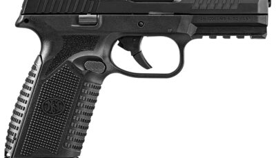 FN 66101389 545 MRD Full Size 45 ACP 10+1 4.10" Black Target Crown Steel Barrel, Black PVD Optic Cut/Serrated Steel Slide & Polymer Frame w/Picatinny Rail, Ambidextrous