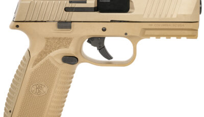 FN 66101382 510 MRD Full Size 10mm Auto 10+1, 4.10" Black Target Crown Steel Barrel, Flat Dark Earth PVD Optic Cut/Serrated Steel Slide & Polymer Frame w/Picatinny Rail, Ambidextrous