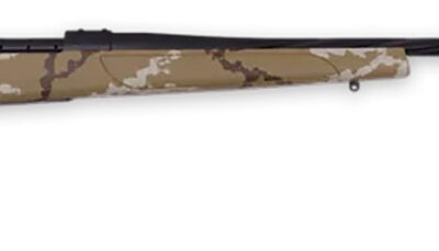 Weatherby VHH256RR6B Vanguard Outfitter 25-06 Rem 5+1 24" Threaded/Spiral Fluted, Graphite Black Barrel/Rec, Tan with Brown & White Sponge Synthetic Stock, Accubrake Muzzle Brake, Adj. Trigger