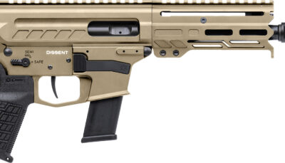 CMMG 45A4C0FCT Dissent MKG 45 ACP 13+1 6.50" Black Nitride Medium Taper Threaded Barrel, CMMG 5.5" M-LOK Handguards, Coyote Tan Cerakote Aluminum Picatinny Rail Receiver, CMMG Zeroed Grips