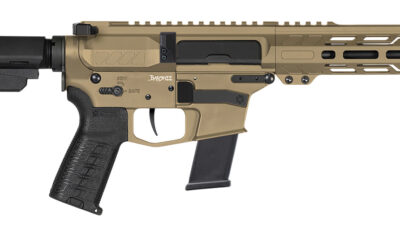 CMMG 10A570FCT Banshee MK10 10mm Auto 15+1 8" Black Nitride Threaded Barrel, M-LOK Handguards, Coyote Tan Cerakote Aluminum Picatinny Rail Receiver, Black CMMG Zeroed Grips, Glock Compatible