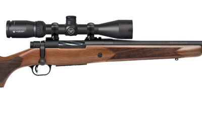 Mossberg 28213 Patriot  Full Size 400 Legend 4+1 20" Matte Blued Fluted Threaded Barrel, Drilled & Tapped Matte Blued Stainless Steel Receiver, Walnut Fixed Wood Stock 3-9x40mm Duplex, Right Hand