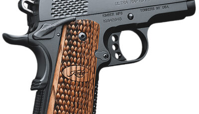 Kimber Mfg, Inc 3200150CA Raptor II Ultra *CA Compliant 45 ACP 7+1 3" Stainless Match Grade Barrel, Matte Black Serrated Steel Slide, Matte Black Aluminum Frame w/Beavertail, Zebrawood Grip