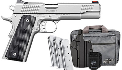 Kimber Mfg.,inc 3200007 Stainless II Club Bundle 45ACP 7+1 5" Satin Silver Front Serrations Stainless Steel Slide Black Synthetic Grip