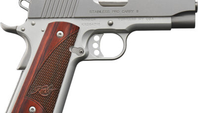 Kimber Mfg, Inc 3200324 Pro Carry II  45 ACP 7+1 4" Match Grade  Stainless Steel Barrel, Satin Silver Serrated Stainless Steel Slide, Satin Silver Aluminum Frame w/Beavertail, Rosewood Grip