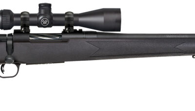 Mossberg 28244 Patriot w/Optic 6.5 PRC 4+1 24" Matte Blued Fluted Threaded Barrel, Matte Blued Drilled & Tapped Receiver, Fixed Black Synthetic Stock, Vortex Crossfire II 3-9x40mm