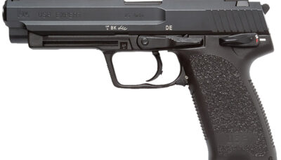 HK 81000365 USP Expert V1 SA/DA 45 ACP Caliber with 5.19" Barrel, 10+1 Capacity, Overall Black Finish, Serrated Trigger Guard Frame, Serrated Long Steel Slide & Polymer Grip Includes 2 Mags