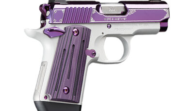 Kimber Mfg, Inc 3300214 Micro 9  9mm Luger 7+1 3.15" Stainless Ramped Steel Barrel, Purple PVD w/Border Engraving Stainless Steel Serrated Slide, Kimpro II Silver Aluminum Frame, Black/Purple G10 Grip