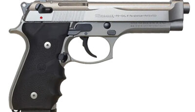 Beretta USA J92F560M 92FS Inox Full Size Frame 9mm Luger 15+1 4.90" Satin Steel Barrel, Satin Stainless Steel Serrated Slide, Satin Anodized Aluminum Frame, Black Stippled Rubber Grip
