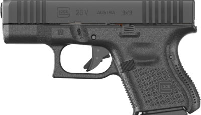 Glock UV2650201 G26 V Sub-Compact Frame 9mm Luger 10+1 3.43" Black GMB Barrel, Black Steel Serrated Slide, Black Polymer Frame, Textured Polymer Grip, Ambidextrous