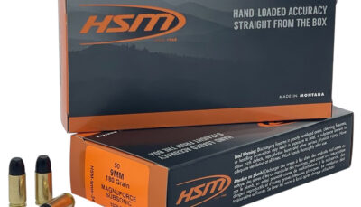 HSM 9MM24N   9mmLuger Subsonic 180gr Hard Cast Long Flat Nose 50 Per Box/10 Case