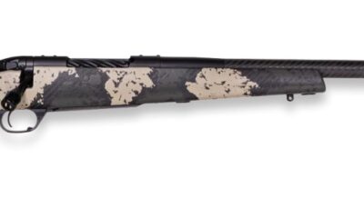 Weatherby MGS01N300PR4B Mark V Backcountry Guide 300 PRC 3+1 22" Carbon Fiber Fluted Threaded Barrel, Black Cerakote Steel Drilled & Tapped Receiver, Black w/Olive Green & Backpack Accents Fixed Peak