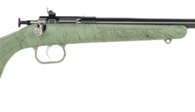 Crickett KSA2342 My First Rifle Gen2 22 LR 1rd 16.13" Blued Single Shot Barrel, Drilled & Tapped Receiver, Green w/Black Webbing Fixed Synthetic Stock