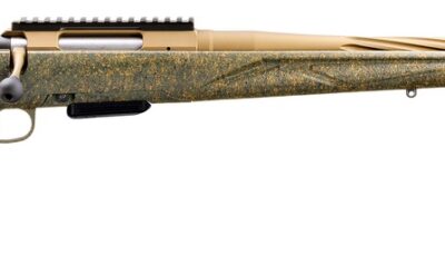 Ruger 46993 American II Predator 350 Legend 5+1 22" Burnt Bronze Cerakote Spiral Fluted Threaded Barrel & Receiver w/Picatinny Rail, Green Splatter Fixed Synthetic Stock