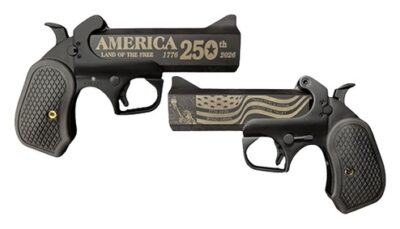 Bond Arms BA250TH-BLK-45/410 America 250th Anniversary 45 Long Colt/410 Gauge 2 Shot 4.25" Engraved Black Cerakote Stainless Steel Barrel & Frame, Black B6 Resin Grip, Exposed Hammer