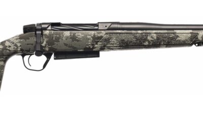 Christensen Arms 801-15041-01 Evoke Hunter 30-06 Springfield 4+1 22" Black Cerakote Threaded Barrel, Receiver & Forend w/Picatinny Rail, Brush Camo Fixed Synthetic Stock