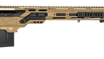 Cadex Inc CDX33LITE33827BR30I2D3 CDX-33 Lite 338 Lapua Mag 5+1 27" Black DLC Fluted Threaded Barrel, Hybrid Tan Cerakote Receiver w/Picatinny Rail, M-LOK Handguard, Adjustable Folding Hybrid Tan Butts
