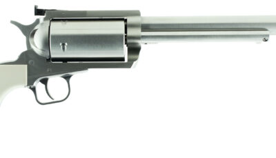 Magnum Research BFR45707B BFR Long Cylinder Extra Large 45-70 Gov 5 Shot 7.50" Brushed Stainless Steel Barrel, Cylinder & Frame, Bisley White Laminate Grip, Exposed Hammer