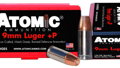 Atomic Ammunition 00409 Pistol Precision Craft 9mmLuger +P 124gr Bonded Match Hollow Point 50 Per Box/10 Case