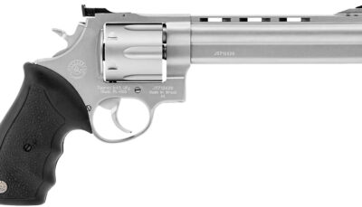 Taurus 2-440069 44  Large 44 Rem Mag 6 Shot 6.50" Matte Stainless Ported Barrel, Cylinder & Frame, Black Finger Grooved Rubber Grip, Transfer Bar Safety, Exposed Hammer